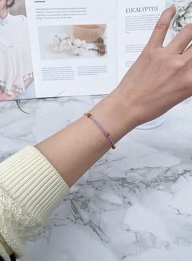 天然碧玺手链古风轻奢细手串紫气东来紫色锆石小珠子手链2025新款