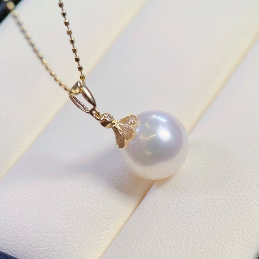 18k金钻石10-11mm海水珍珠吊坠配件拉丝工艺气质花瓣帽托裸珠空托,淘宝优惠券,粉丝福利购,淘宝优惠卷