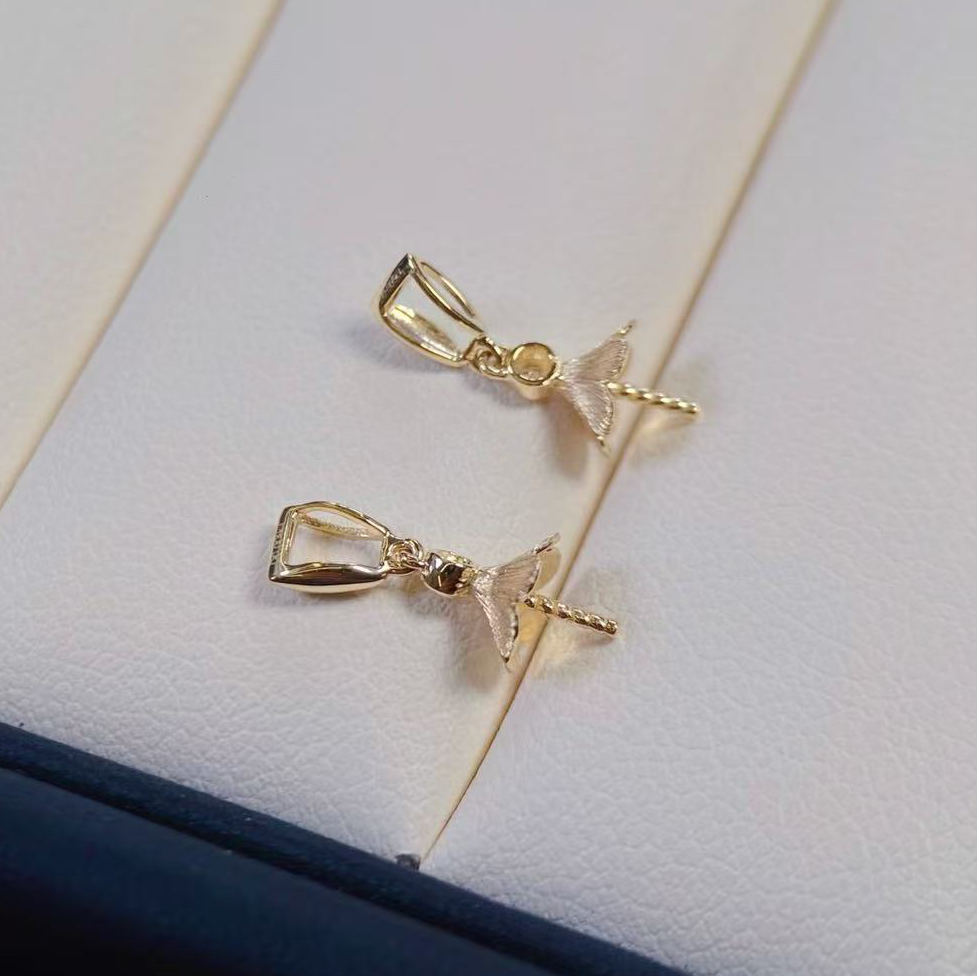 18k金钻石10-11mm海水珍珠吊坠配件拉丝工艺气质花瓣帽托裸珠空托,淘宝优惠券,粉丝福利购,淘宝优惠卷