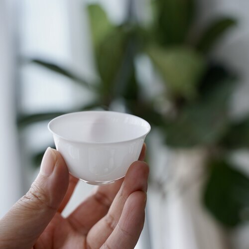 潮州骨瓷盖碗三才碗工夫茶碗薄胎茶碗茶杯 纯白高骨 三杯单丛陶瓷 - 图2