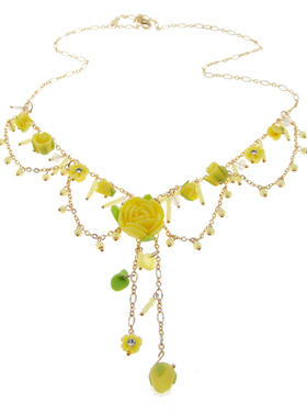 茵娜甜美雅致软陶花女水晶项链