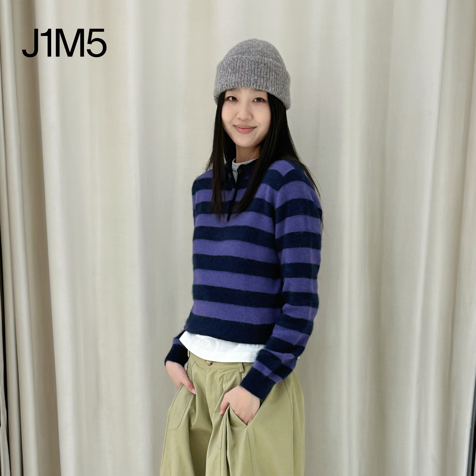 J1M5买手店 IMMI 25秋冬 条纹长毛POLO领针织上衣 设计师品牌 - 图2