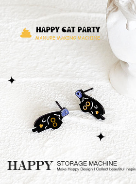 HAPPY原创可爱风晒猫猫女生耳钉