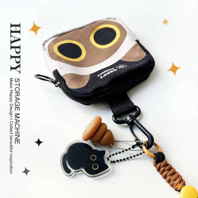 HAPPY ຕົ້ນສະບັບທີ່ຫນ້າຮັກ Siamese cat carry-on bag coin purse portable students portable all-match headphones sundry storage