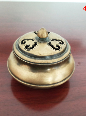 纯铜香薰炉家居桌面摆件仿古青铜器工艺品家用暖手炉送香插复古