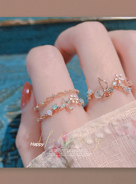 复古蝴蝶精致锆石宫廷气质戒指