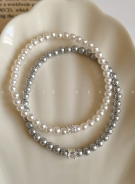 ins博主fever同款施华洛珍珠手链女戴妃法式简约优雅气质锆石手串