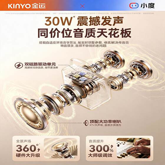 金运 K800新款蓝牙音响悬浮歌词显示屏家庭KTV麦克风话筒音响一体