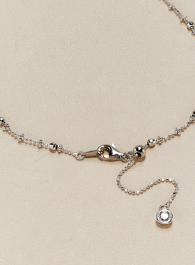 AHCHOO 静奢天然透亮白水晶圆球吊坠项链满镶锆石仙女链锁骨链女