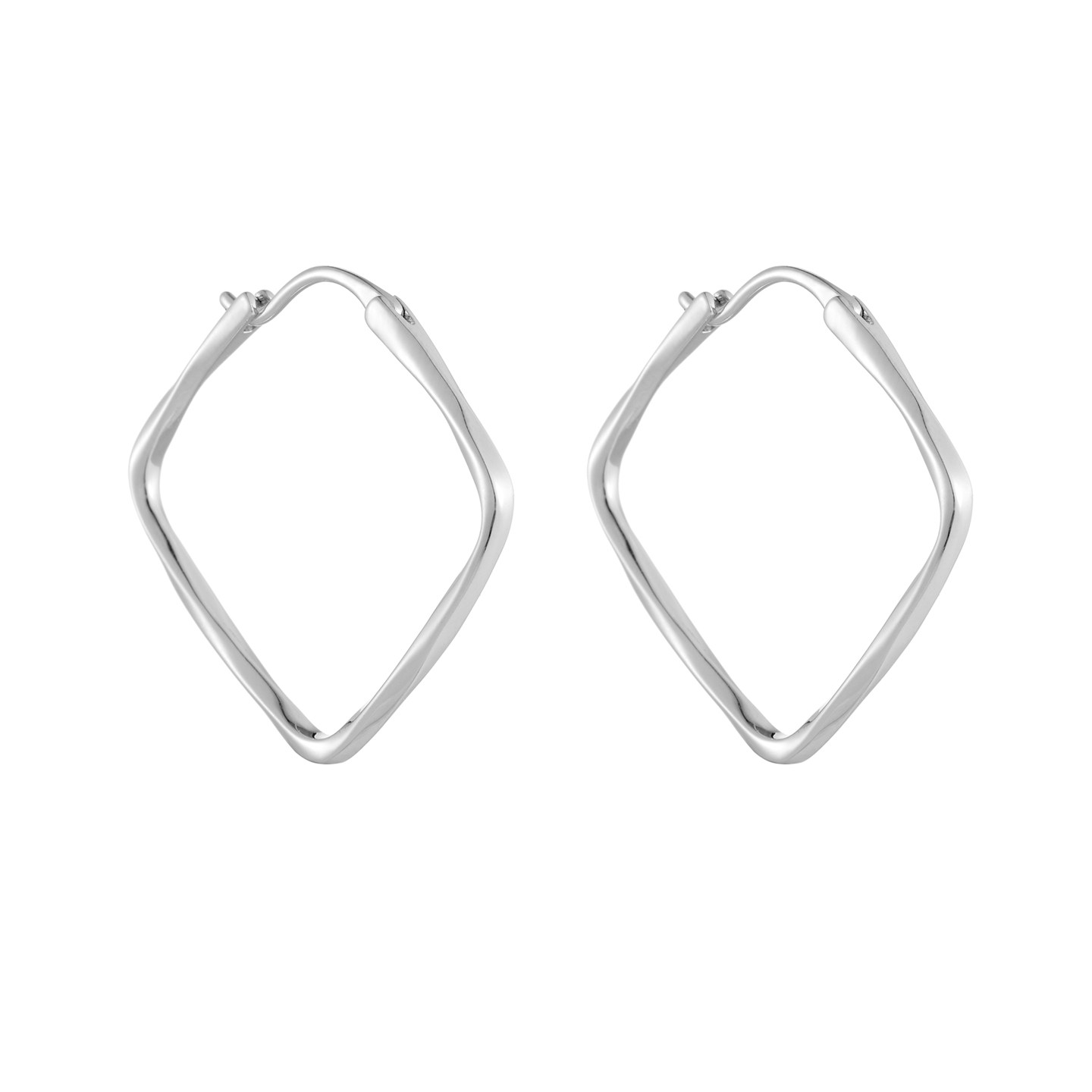 AHCHOO  静奢通勤简约S925纯银光面素圈方形耳环小众菱形细耳扣女,淘宝优惠券,粉丝福利购,淘宝优惠卷