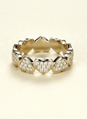 AHCHOO 静奢风重工高级感满钻莫桑石爱心戒指925银心形指环情侣