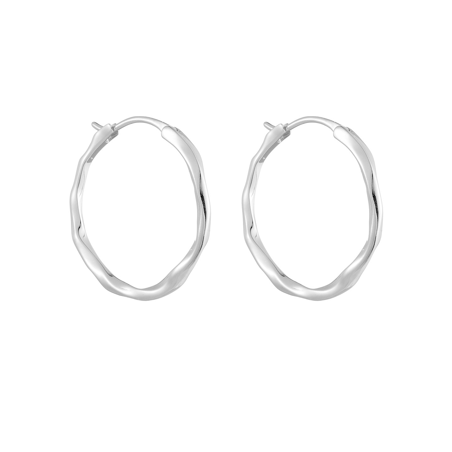 AHCHOO  静奢通勤S925纯银扭曲光面感素圈耳环小众乌比斯圆耳扣女,淘宝优惠券,粉丝福利购,淘宝优惠卷