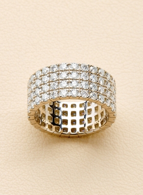 AHCHOO 重工2mm满圈莫桑石钻白金戒指925银宽版指环小众设计超闪