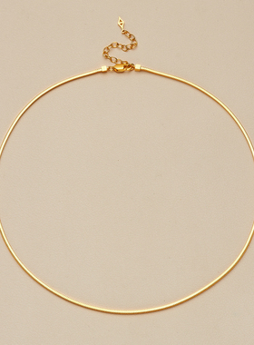 AHCHOO 静奢风S925纯银素链意大利方形蛇骨链高级锁骨链叠戴项链