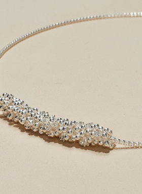 AHCHOO 静奢风S925纯银项链碎银子串珠吊坠素链锁骨链麦穗颈链女