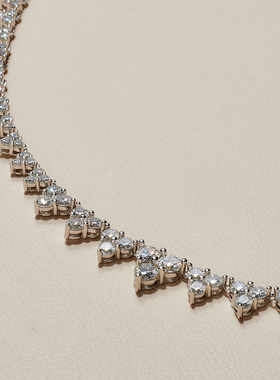 AHCHOO 高奢重工火彩爆闪满镶莫桑钻渐变项链小众网球链锁骨颈链