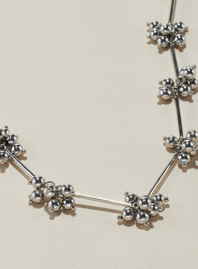 AHCHOO 静奢冷淡手工金属球花朵项链女轻奢设计感颈链高级锁骨链