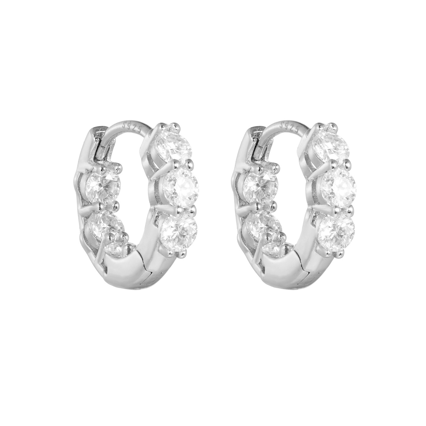 AHCHOO 精工超S 静奢通勤满钻莫桑石圆型小耳扣简约S925银耳环女,淘宝优惠券,粉丝福利购,淘宝优惠卷