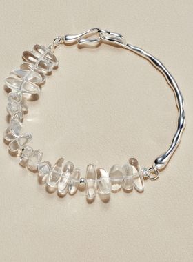 AHCHOO 静奢重天然透亮白花瓣水晶手串S925纯银手链悦己能量手环