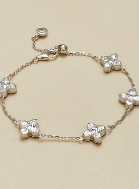 AHCHOO 静奢风百搭碎冰冰经典四叶草手链S925纯银高级爆闪手环女