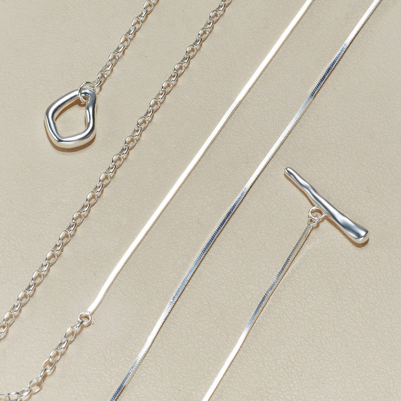 AHCHOO 通体S925纯银长款毛衣链小众设计高级感OT扣手工拼接项链,淘宝优惠券,粉丝福利购,淘宝优惠卷