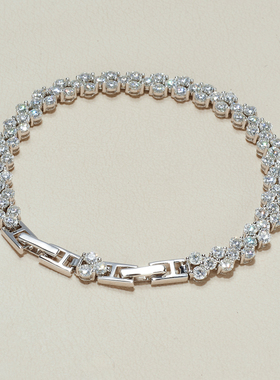 AHCHOO 静奢风高级感小众花朵造型莫桑石手链S925纯银网球链送礼