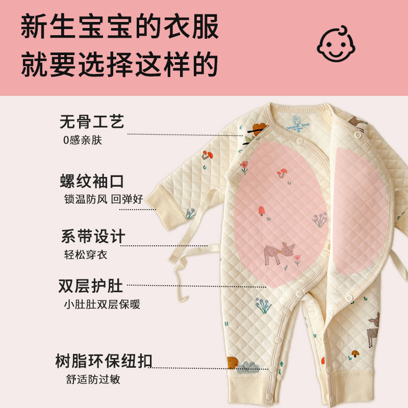 早产儿婴儿衣服小码连体衣秋冬保暖爬服低体重双胞胎宝宝连体衣-图1