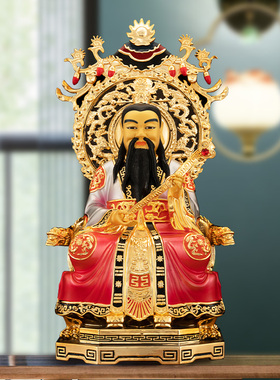 纯铜鎏金三清道祖彩绘摆件