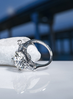 美国裸石白金克拉仿真刻字尾戒