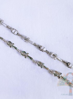 新品古埃及首饰手工银天然彩贝安卡安克生命之匙十字架甲虫手链