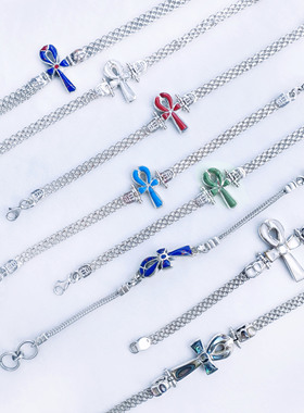 埃及女银复古风安卡手链