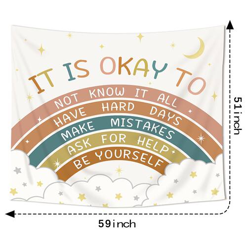 彩虹励志英文语录背景布波西米亚挂毯客厅墙背景家居装饰床头挂布 - 图3