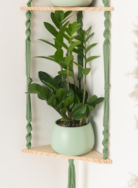 编织挂毯置物架墙角植物架