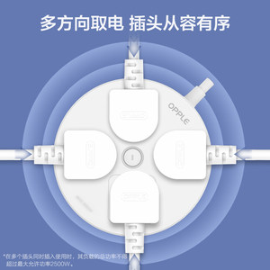 欧普圆形智能排插usbc口插座多功能插排多孔安全电源插线板转换器