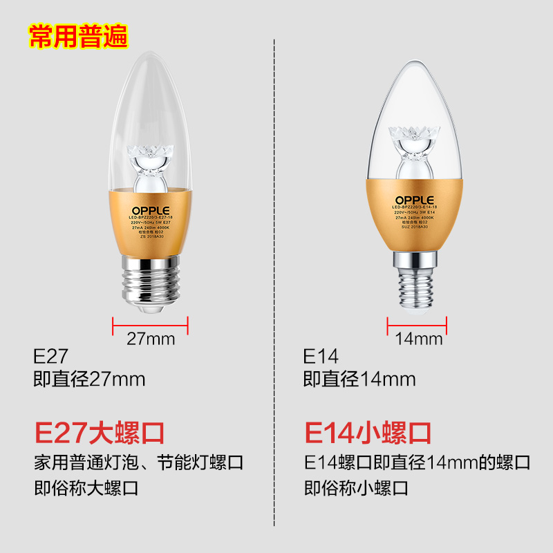 欧普led蜡烛灯泡E27大螺口尖泡e14小螺口节能泡家用超亮光源 - 图1