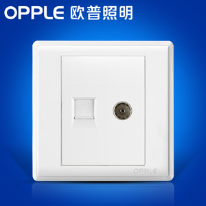 欧普照明有线电视插口电话插孔86型P06白色开关插座面板电视电话G