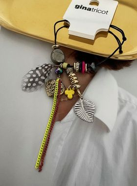 s56青岛欧美首饰品新款时尚多彩多挂坠羽毛唯美韵味甜酷潮搭手链