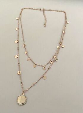 时尚简约多挂件秀气双层项链