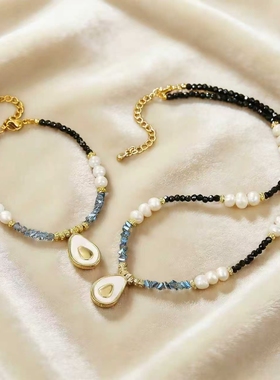 手工女款天然石法式轻奢珍珠手链女复古小众设计感手串礼物送闺蜜