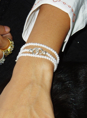 LELALES桑丘 珍珠手链 脚链夏日清凉 简约搭配独特扣头