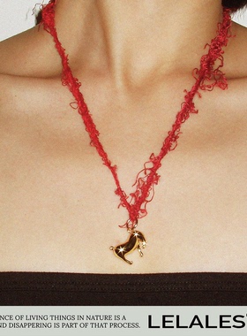 LELALES桑丘【新年礼物】骏马佛手柑红绳项链 新中式 手工简约