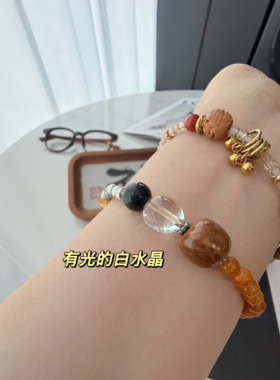 【朝花夕拾】叠戴神器天然石手链蜜蜡库克白水晶玛瑙虎眼拉丝猫眼