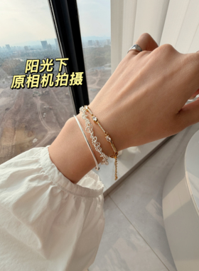 【炒炒炒力荐】自留手链！太钢镀金K18闪闪锆实物很精致好看叠戴