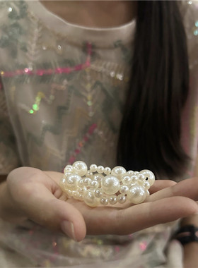 女童亚克力公主独家弹力珍珠手链