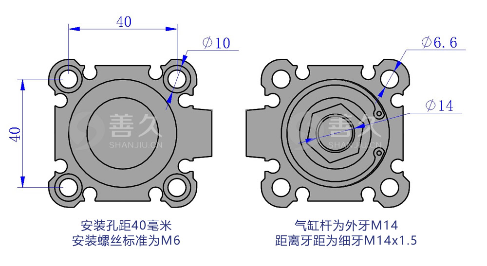 善久塑胶袋气动打孔机专用优质气缸 QGY40*12-B TS高耐用性-图3