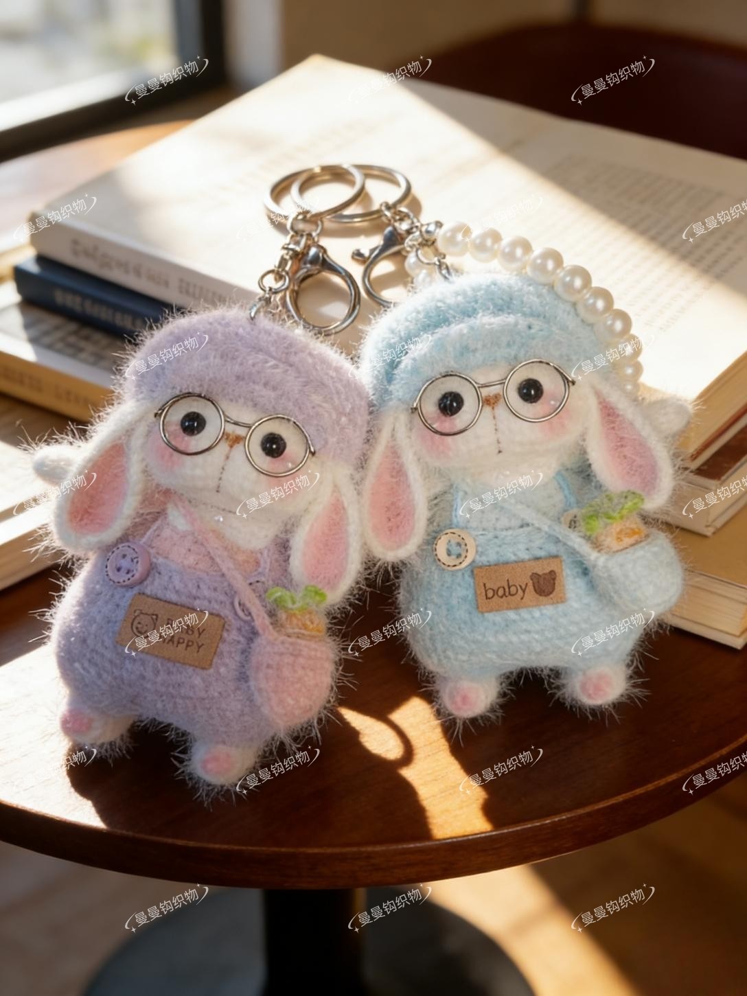 手工毛线钩织糖糖兔可爱玩偶长耳朵兔编织公仔钥匙扣包包车挂件,淘宝优惠券,粉丝福利购,淘宝优惠卷