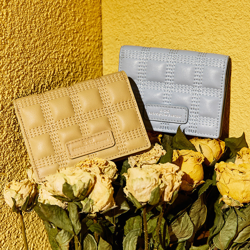 aza短款格子纹多卡位个性零钱包 aza钱包