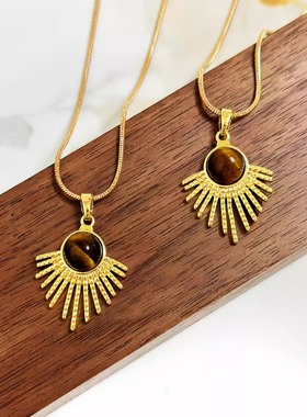 新款太阳女神个性风虎眼石项链