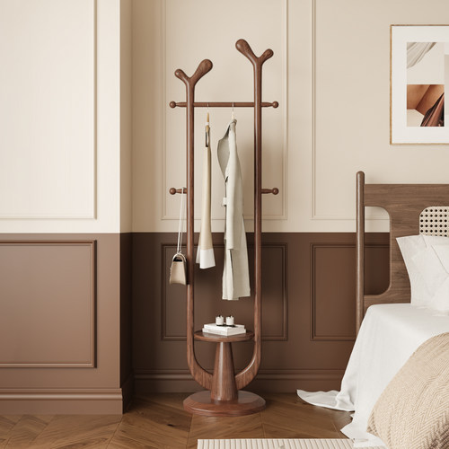 法兰思佳高档实木落地挂衣架木质衣帽架家用卧室现代美式衣服架子 - 图1