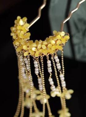 鬓帘发钗簪子 发簪简约古风桂花头饰发饰汉服明制配饰女 流苏步摇